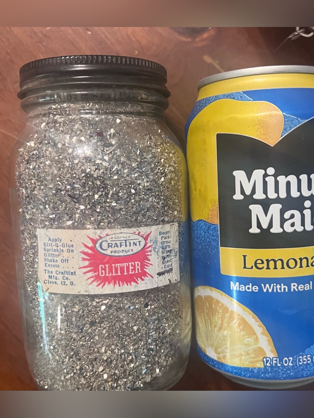 Vintage Glitter Silver Craftint huge Jar full craft supplies DIY 60s? 70s? Rare
